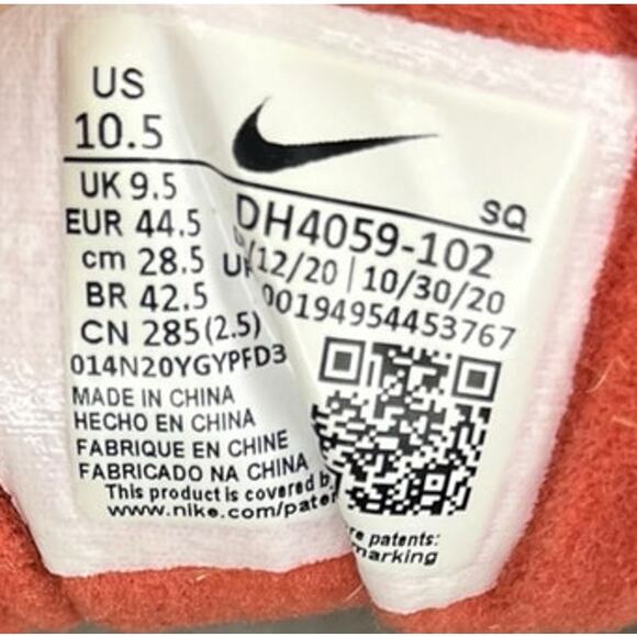 Mens Nike Air Max 1 LV8 "Martian Sunrise" Sneakers Shoes Size 10.5 Red White - Picture 6 of 6